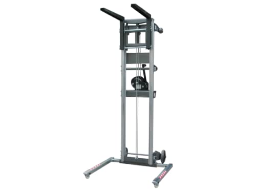 CARRETILLA ELEVADORA MANUAL DE ALUMINIO. Altura máxima: 3.67 metros y Carga máxima elevable 160 kilos.
