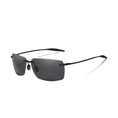Image of LSQSLBD Sunglasses Rimless Men Ultralight Square Frameless Sun Glasses For Women Brand Mirror Lens-black