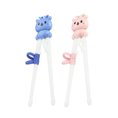 子供用 トレーニング箸 練習箸 かわいい鹿 2個セット 矯正箸 すべりにくい 箸長18cm こども用箸 しく持てる設計 リングに指を入れるだけ しつけ箸 1膳入