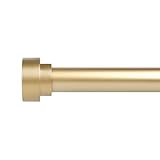 Gold 48 to 84 Inch Adjustable Curtain Rods, 1 Inch Diameter Heavy Duty Telescoping Curtains Rod for Windows, Modern Decorative Drapery Rods, Brass Gold
