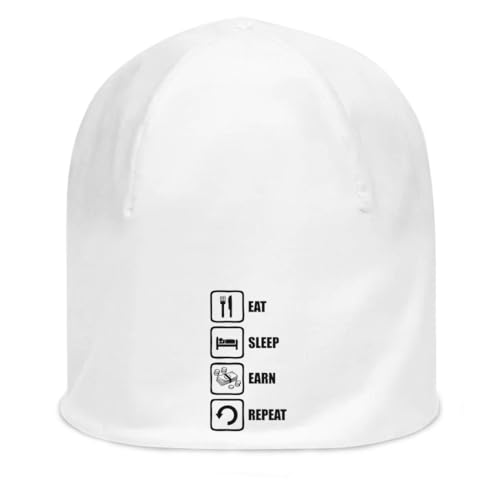 Bonnet slouch blanc Eat Sleep Earn Repeat en coton extensible taille unique