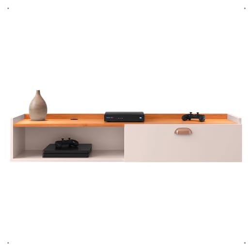 Rack Suspenso Home Classic Tv 32 42 50 Polegadas 1 Porta Puxador Concha Decoração Minimalista Quarto Sala Recepção Off White/Cinamomo - Lojas RPM