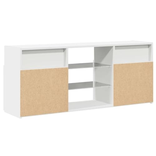 vidaXL TV-Schrank mit LED-Beleuchtung, Weiß, 120x30x50 cm, Holzwerkstoff & Sicherheitsglas, TV-Board für Fernseher bis 50', Lowboard mit Ablagen, Modernes Wohnzimmermöbel