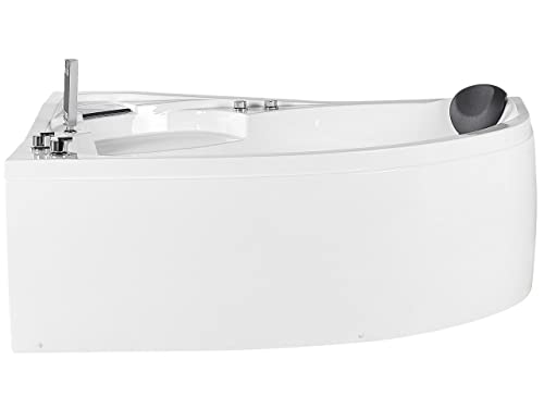 Baignoire Balnéo d'Angle à Droite en Acrylique avec Fonction Hydromassage et Éclairage LED Votre Bain à Remous et SPA à Domicile Beliani
