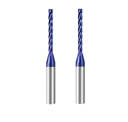 2PCS T4110BC CNC Router Bits Spiral Solid Carbide up Cut 1/8 inch Cutting Diameter 1/4 inch Shank