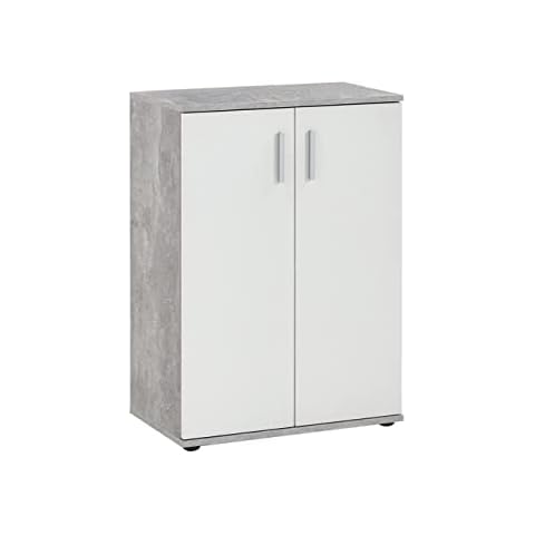 FMD furniture Chest, Particle Board, Concrete Colour/White, Approx. 60 x 35 x 83 cm Cover