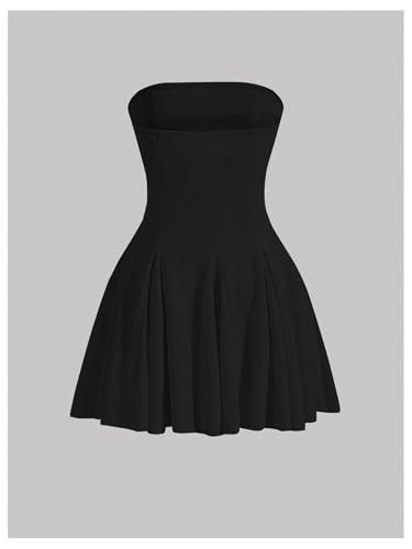 Milumia Women's Tube Mini Dress A Line Flared Strapless Party Club Short Dresses2