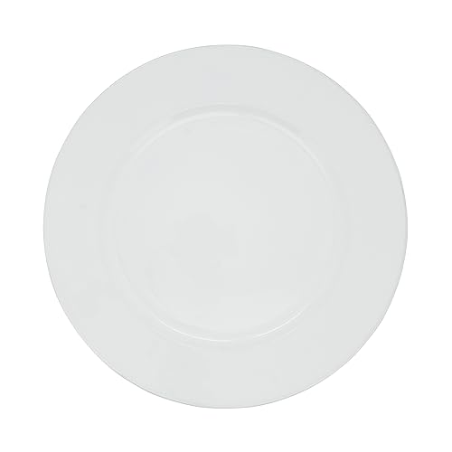 SARO LIFESTYLE Decorative Charger Plates, 13” Round Plastic Charger Plates, Set of 4 – Elegant Table Décor for Events, Weddings & Home Dining, White