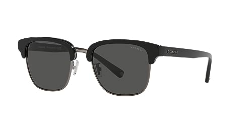 Coach HC8326 Sunglasses, Black/Gunmetal/Dark Grey Solid, 52 mm2