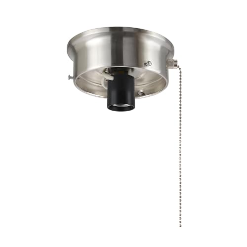 Aspen Creative 22104-09-1, Flush Mount Ceiling Fixture Shade Holder Kit with On/Off Pull Chain Switch in Brushed Nickel Finish 4-1/2" Fitter, 5" Diameter x 1-3/4" Height by Aspen Creative - Used condition - Image 2