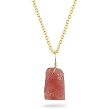 Raw Gemstone Pendant Necklace for Women, 14K Gold Plated Hypoallergenic Jewelry, Natural Rough Cut Crystal Necklace, Handmade Boho Jewelry Gift for Her