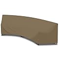 SunPatio Outdoor Curved Sectional Sofa Cover, Heavy Duty Waterproof Patio Couch Cover, All Weather Protection Furniture Protector with Sealed Seam, 190"(back)/128"(front)L x 36"W x 39"/24"H, Taupe