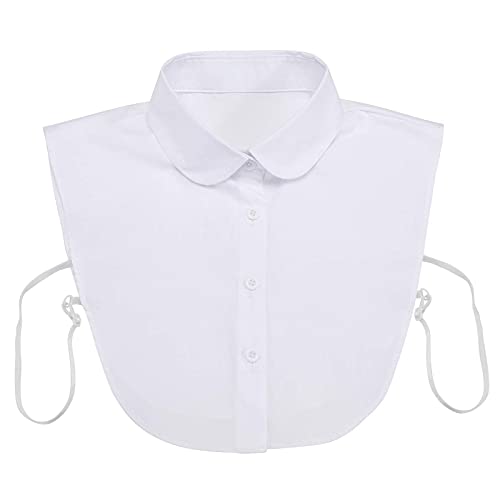 Falso Camisa Cuello,Desmontable Cuello para Mujer Cuello de Camisa Falso Blanco Elegante Medias Camisas de Algodón Mitad Camisa Blusa para Damas y Niñas