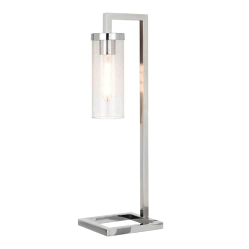 Henn&Hart TL0444 26 Inch Tall Table Lamp With Glass Shade In Polished Nickel/Seeded thumb #2