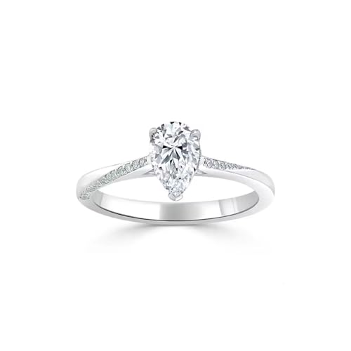 10K 14K 18K Gold 1CT-3CT Pear Cut Moissanite Engagement Ring for Women Pear Shaped Wedding Anniversary Promise Ring for Her Size 3-15