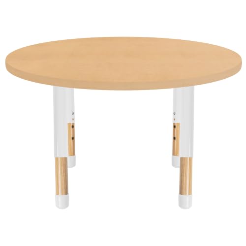 Image of 36 inch x 36 inch Round Kids Classroom Table with Adjustable Chunky Wood Legs