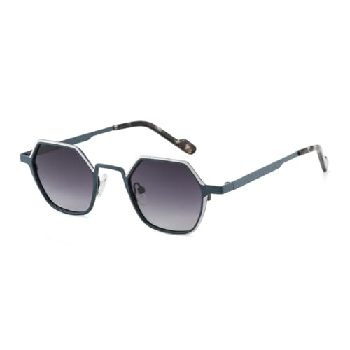 Lunettes de soleil polygonales en alliage et protection UV400 pour hommes et femmes