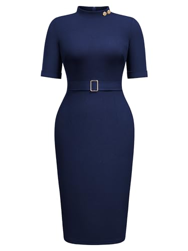 Miusol Women's Retro Half Collar Elegant Style Work Pencil Dress3