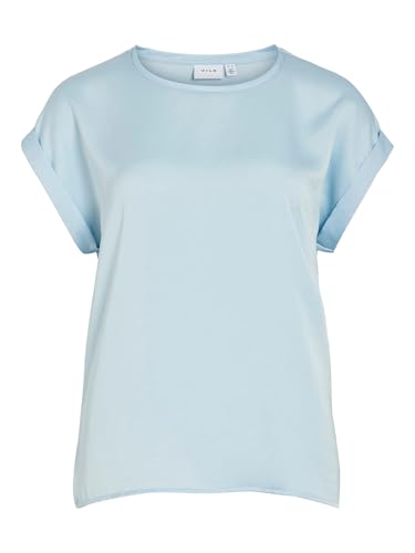 Vila Viellette S/S Satin Top - Noos, Nantucket Breeze, 40