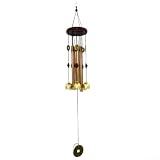 Comgooldool Outdoor-Windspiel aus Metall mit Kupferrohren und Holz, handgefertigte hängende Glocke für Garten, Terrasse, Rasen, Dekoration, beruhigender Klang, Glücksbringer, 65 cm lang (B)