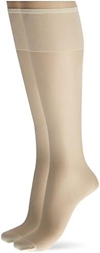 Hanes Hosiery Silk Reflections Silky Sheer Reinforce Toe Knee High 775 (Pearl/One Size) Pack of Two