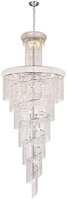 Elegant Lighting 1800SR36C/RC Royal Cut Clear Crystal Spiral 32-Light, Seven-Tier Crystal Chandelier, 36" x 86", Finished in Chrome with Clear Crystals