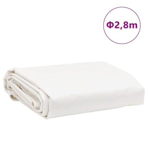 vidaXL Abdeckplane, Plane mit Metall&ouml;sen, Abdeckung UV-Best&auml;ndig Schimmelbest&auml;ndig, Schutzh&uuml;lle Zeltplane Rei&szlig;fest Wasserfest, Wei&szlig; Ø 2,8 m 650 g/m&sup2;