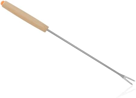 SUNGOOYUE Fondue Forks Stainless Steel with Wooden Handle Cheese Dessert Skewers 6pcs Heat Easy to Clean for Chocolate Fruit Smores Fondue Parties - 2