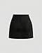 GCZREN Women Vintage Ruched Wrap High Waist Zip Back Faux Suede Mini Skirts Elegant Fall A-Line Bodycon Short Skirts(S,Black)