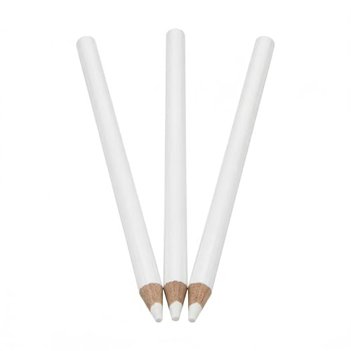 Xevtrak Crayon Blanc Dessin, Crayons Fusain avec Mine Douce Pigmentée, Crayon Charbon Blanc en Bois Robuste, Lot Crayons Blancs pour Esquisse et Portrait, Stylo Dessin Art 17.5cm, 3pcs