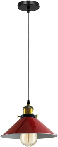 LEDSone Suspensions vintage, luminaires style industriel, plafonnier vintage lot de, éclairage intérieur, lampe cuisine salon salle à manger chambre (Gris) (Rouge)
