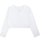 BALAYSIER Ballett Jacke für Mädchen Langarm Ballettjacke Kinder Rundhalsausschnitt mit Knöpfen Tanztops für Tanztraining Gymnastik(Weiß,120)