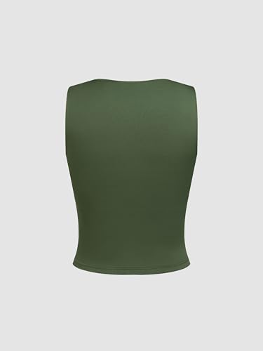 Image of CIDER Lace Crop Tank Tops for Women Going Out V Neck Sleeveless Ruched Tops Trendy Y2K Summer Outfits