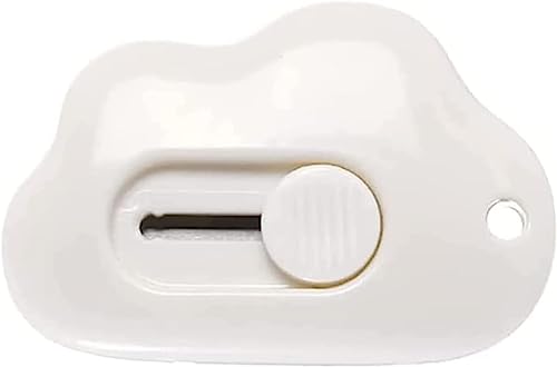 LUAMY 格納式ボックスカッター ミニ ユーティリティナイフ ボックス カッターナイフ かわいい 雲の形 シャープカートン 段ボールカッター カミソリナイフ 封筒を開ける カット紙 多目的 滑らかなメカニズム オフィス 家庭用(ホワイト)