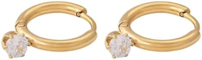 PALMONAS Athena Solitaire Hoop Earrings - Waterproof & Anti Tarnish Earrings | Durable, Lightweight, & Comfortable Jewellery for Women | Gift For Women & Girls