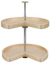 32in Kidney Banded Wood Lazy Susan 2-shelf Set