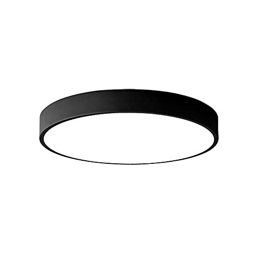 SDFDSSR Luminaires Noirs Simples Plafonnier Rond Ultra-Mince de 2 Pouces Lumières LED dimmables pour Chambre Température Tricolore en Un Plafonniers encastrés 3000K-6500K Cover