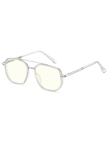 Image of kimorn Blue Light Blocking Aviator Glasses for Women Men | Clear Lens, TR90 Metal Frame, UV400, Office Gaming