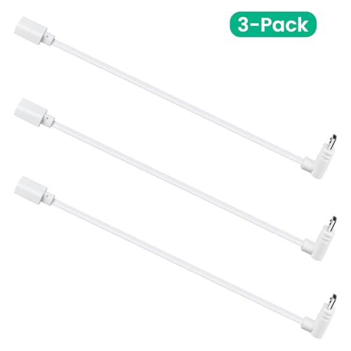 YEAOI 3-Pack Extension Cable for WYZE Cam Pan V3 Camera, 90 Degree Micro USB Adapter, 1 ft Flat Power Cord