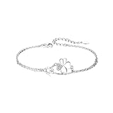 Belons Damen Armband Kleeblatt 925 Sterling Silber Zirkonia Vierblättrige Kleeblatt Charm Armband Mädchen Armkette Armkettchen Kinder Fußkettchen (Silber)