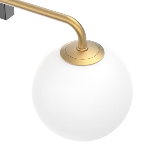 Image of Tipace Mid Century Modern Gold 3-Lights Vanity Light Fixtures with Milky White Glass Ball Shades Industrial Vanity Lighting Over Mirror Wall Sconces for Bathroom Dressing Table Bedroom(Exclude Bulb)