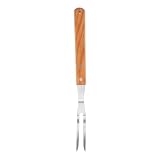 FRCOLOR Forchetta Resistente All'usura per Barbecue in Acciaio Inossidabile Manico in Legno e Compatta, per Barbecue Esterno e Falò All'aperto