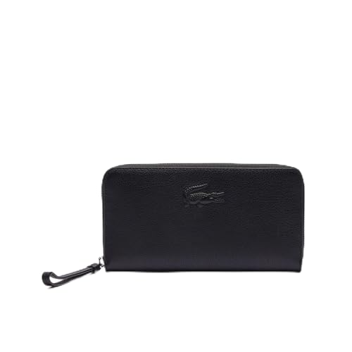 Lacoste Women's Large City Court Grain Leather Billfold Wallet, Black,