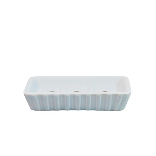 Image of Ceramic Bathroom Accessories Set for Utility and Bathroom Decor | Liquid Soap Dispenser, soap Tray, Toothbrush Holder (Exclusive Bathroom Set) (Sky Blue)