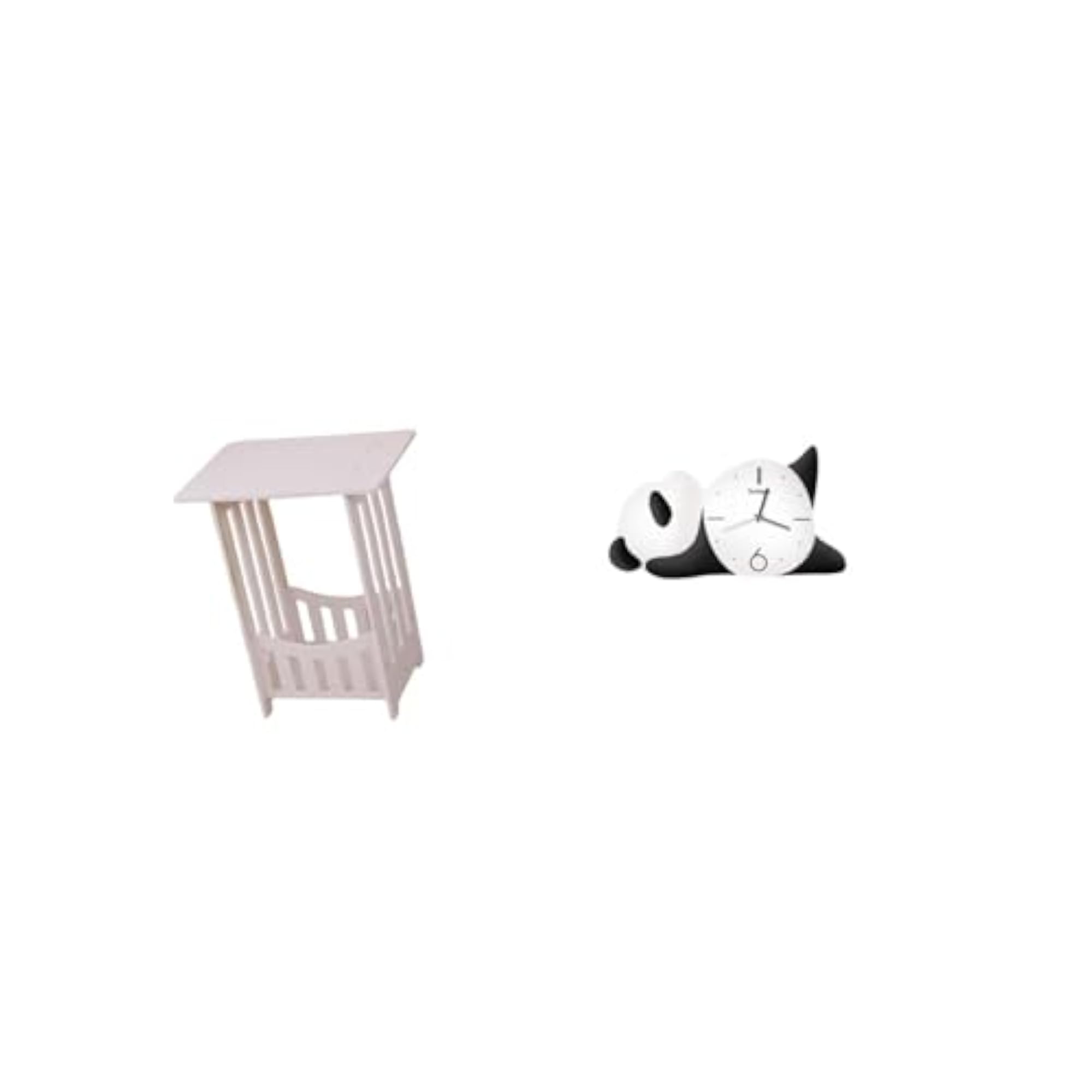 Practical Bedside Table with Panda Shape Wall Clock