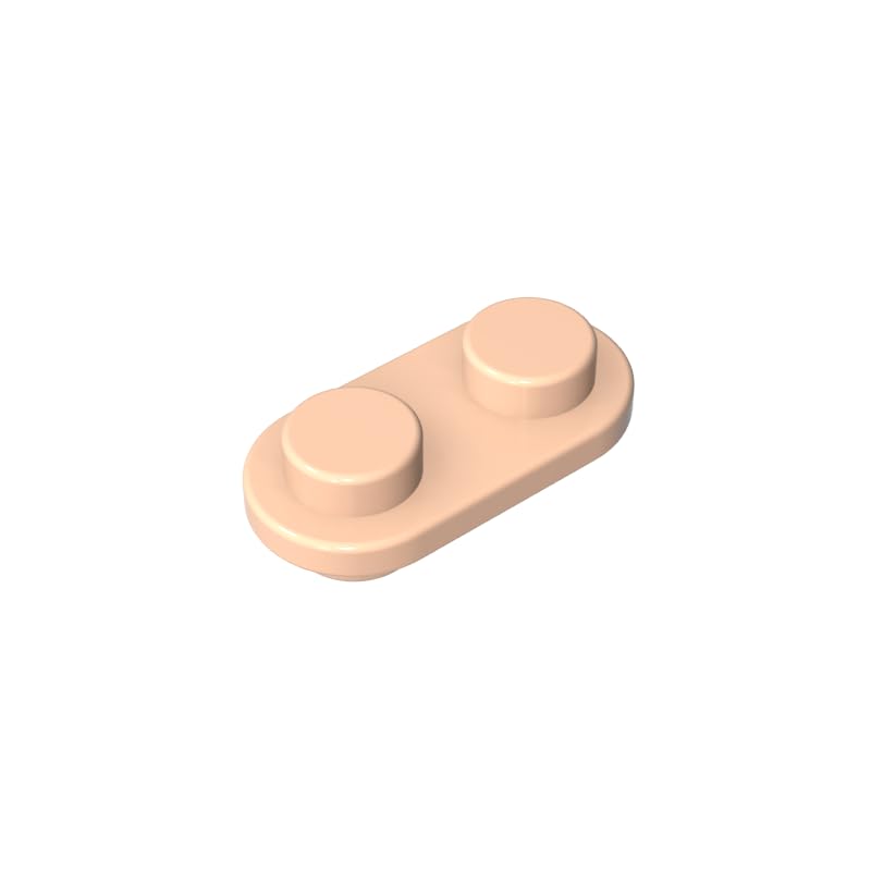 Gobricks 1x2 Rounded Double-Sided Piece 50 Pieces High-Precision MOC Building Bricks Replacement Parts Compatible with Lego Bricks GDS-90292-Light Flesh