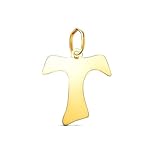 Inmaculada Romero IR Ciondolo a forma di croce Tau di San Francesco in oro 18 carati, diametro 17 mm. Piatto con finitura lucida.