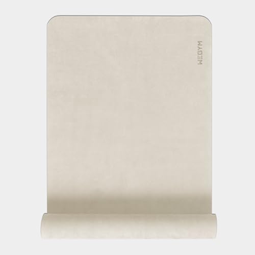 WeGym Yoga Mat 4mm Cushioned Exercise Mat for Yoga Pilates Home Workouts - Anti Slip Polyester Suede Mat with Carrying Strap Sandstone