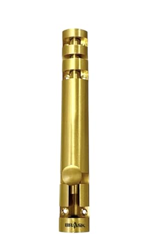 Image of inchBRASK inch Brass Tower Bolt Xylo Heavy - Golden Satin Finish with Screws | Door Latch - Chitkani for Doors & Windows | Xylo Heavy Tower Bolts | Kundi /Chitakni /Latch /Chitkini (6 Inches, 1, Piece)