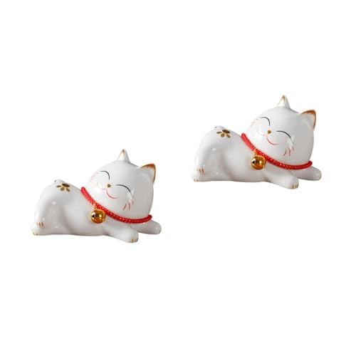 Chat décoratif en céramique blanche pour salon chic et bureau moderne - 2